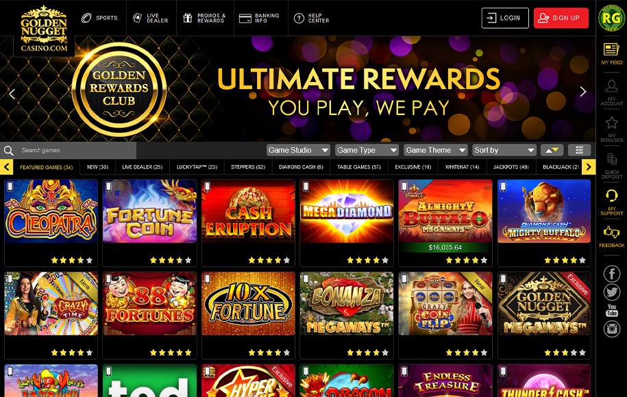 Online slots at Golden Nugget casino in New Jersey