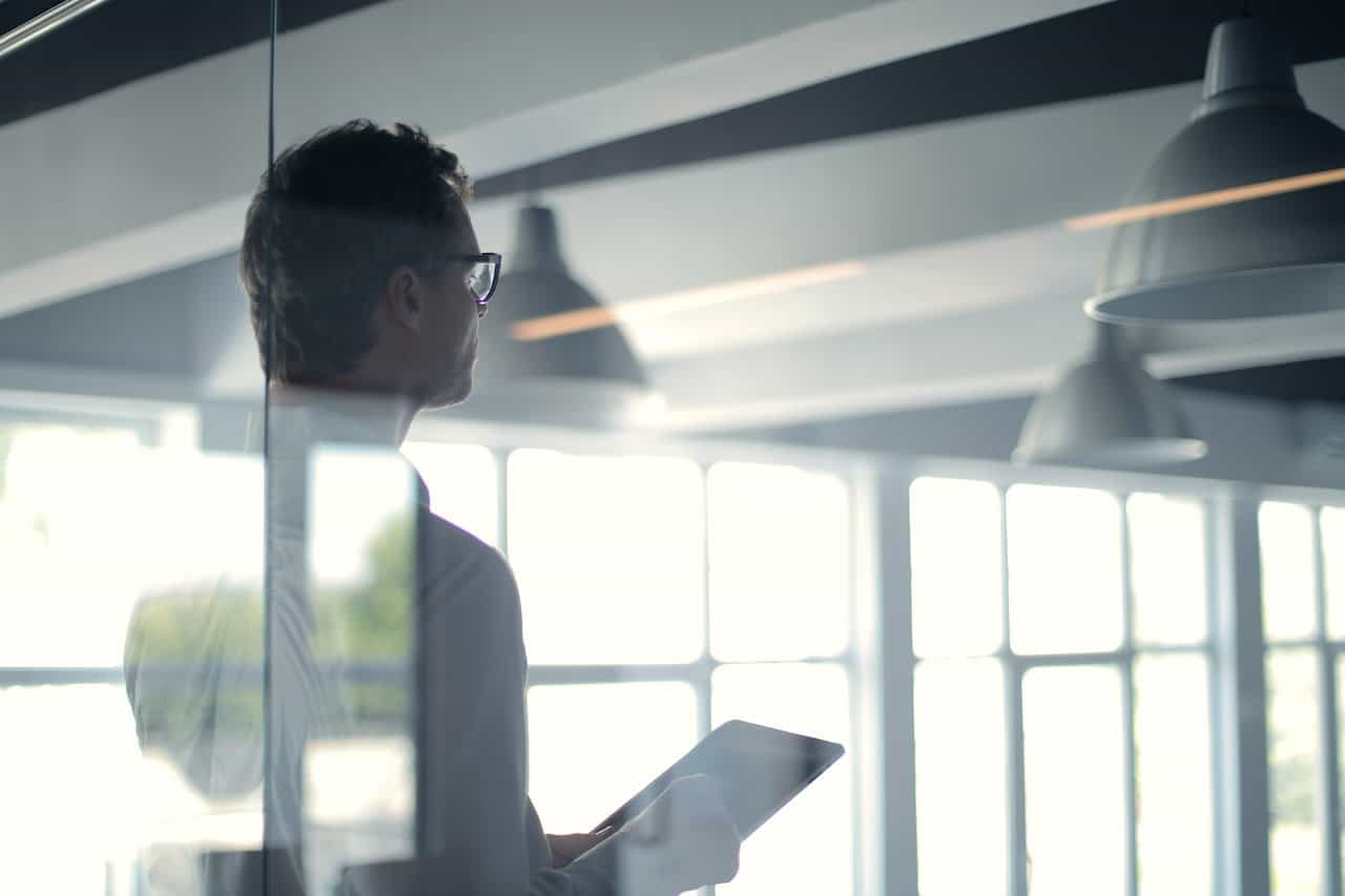 A CEO in an office.